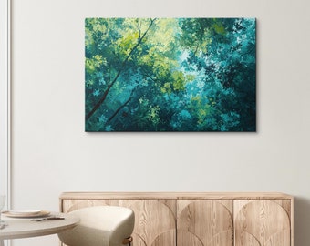 Forest Watercolor Canvas Art - Forest Landscape Large Print - Woodland Decor fro Modern Home - Trees Watercolor Print