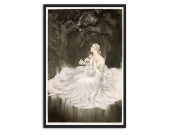 Art Deco Print - "Lilies" by Louis Icart - Fine Art Print for Home Decor - Vintage Advertising Poster