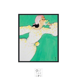 Fashion Illustration by Rene Gruau &quot;Lady With Flowers&quot;, 1972 Poster Reproduction Vintage Fashion Art Print