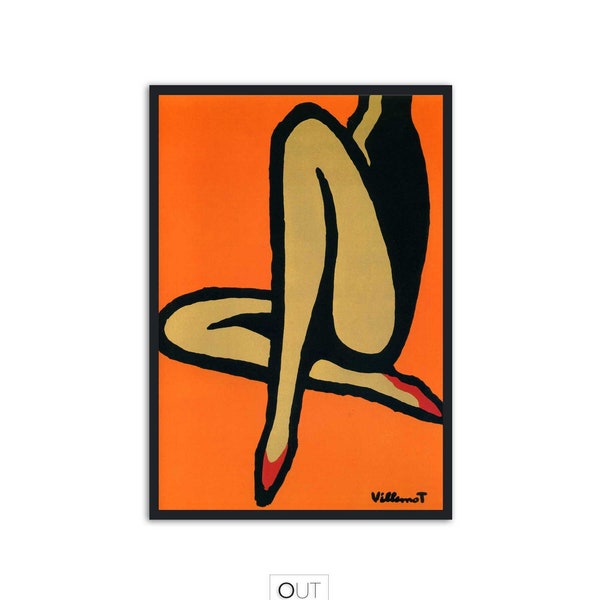 Vintage Fashion Print - "Bally Shoes" by Bernard Villemot - Advertising Poster for Wall Art - Limited Edition Art Reproduction