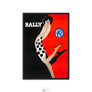 Bally Kick di Bernard Villemot - Riproduzione di famosi poster pubblicitari - Stampa d'arte per l'arredamento della parete di casa.