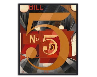 Vintage poster by Charles Demuth, 'The Figure Five in Gold' Reproduction 1928, Wall Art Print for home decor