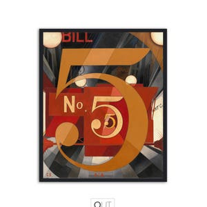 Vintage poster by Charles Demuth, &#39;The Figure Five in Gold&#39; Reproduction 1928, Wall Art Print for home decor