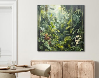 Tropical Wall Art Canvas - Nature Wall Decor - Large Jungle Print - Ready to Hang wall art for living room