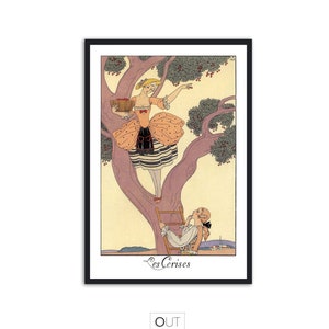 Art Deco print vintage style fashion illustration, "Les Cerises" by George Barbier, IL030.