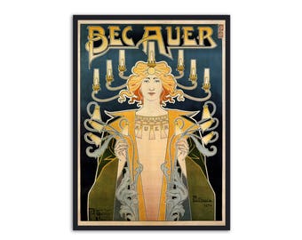 Art Nouveau poster - Bec Auer - by Henri Privat - Livemont - Art nouveau print