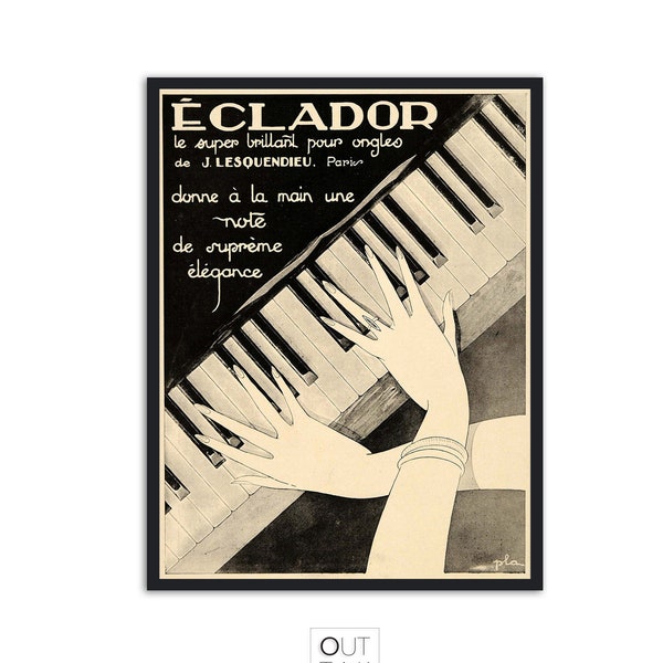 Art Deco Vintage Poster 'Lesquendieu Eclador' Ad - French Fashion Print - 1930's Cosmetics Company Nail Polish Ad - gift for her