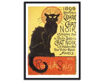 Vintage advertisement Le Chat Noir - by Theophile Steinlen - Art Print Poster - Art nouveau poster for home decor