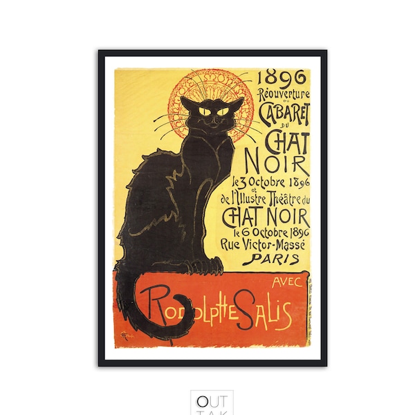 Vintage advertisement Le Chat Noir - by Theophile Steinlen - Art Print Poster - Art nouveau poster for home decor