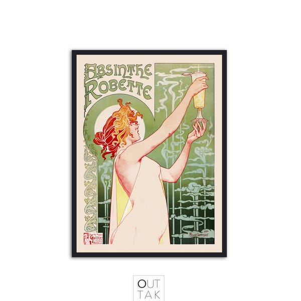 LARGE Art Nouveau advertisement - Robette Absinthe - by Henri Privat-Livemont - Art Nouveau Print