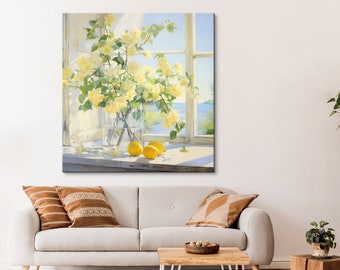 Mediterranean Art Print - Lemon Print Wall Art - Sicilian Canvas Art Print - Housewarming Gift