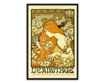 Art Nouveau Poster by Paul Berthon "L'Ermitage" - Magazine Cover Reproduction - Vintage Parisian Art print