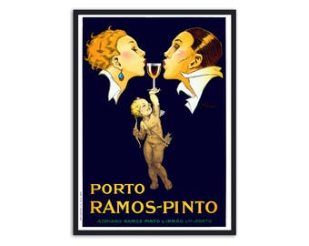 Art Deco Advertisement by René Vincent- Porto Ramos Pinto - Vintage illustration print - Gift for wine lovers