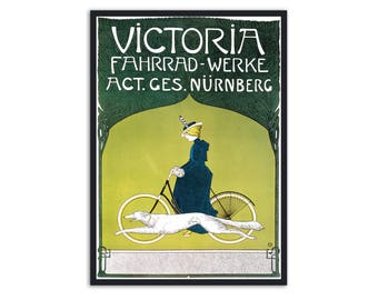 Vintage bicycle poster - Art nouveau poster - Bicycle art - Fritz Rehm - Art nouveau print, Bicycle ads, P030