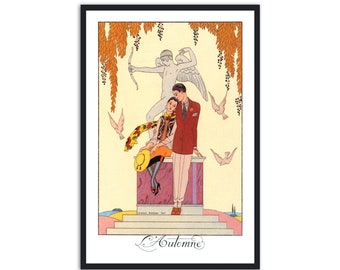 Art Deco print vintage style fashion illustration, "L'Automne" by George Barbier, IL007.