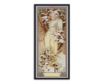 The Seasons: Winter ( L’Hiver ) by Alphonse Mucha - Art Nouveau Print - Wall Decor poster for Art Lovers