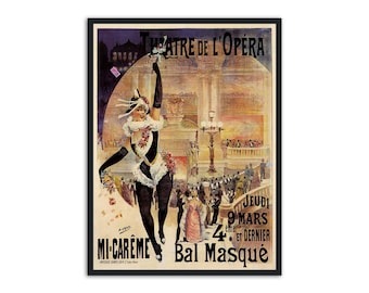 Vintage French poster "Bal Masque theatre de l opera"