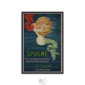 Vintage ad - mermaid sponge art - bathroom decor (1920)