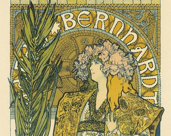 Art Nouveau Poster by Alphonse Mucha carriage | Etsy