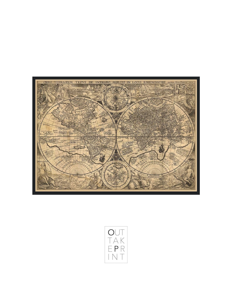 World map wall art Framed print Orbis Terrarum Typus De Integro Multis In Locis Emendatus 1594, 002 image 1