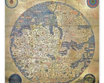 Fra Mauro map - Old map of the world 1450 - Detailed and sharp details