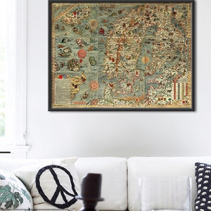 Home decor Old map Antique Scandinavia 1539, 027 image 2