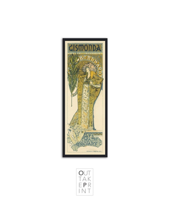 Art Nouveau poster art by Alphonse Mucha "Gismonda", a vintage print reproduction, artistic home decor