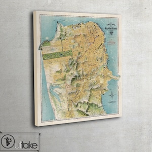 Vecchia mappa di San Francisco - mappa murale - August Chevalier (1915)