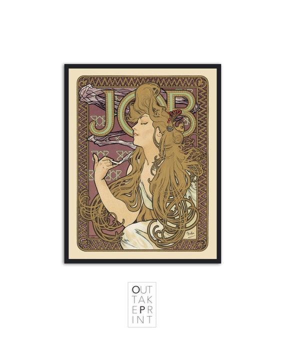 Job Rolling Papers Print: Alphonse Mucha Art Nouveau - Vintage Style