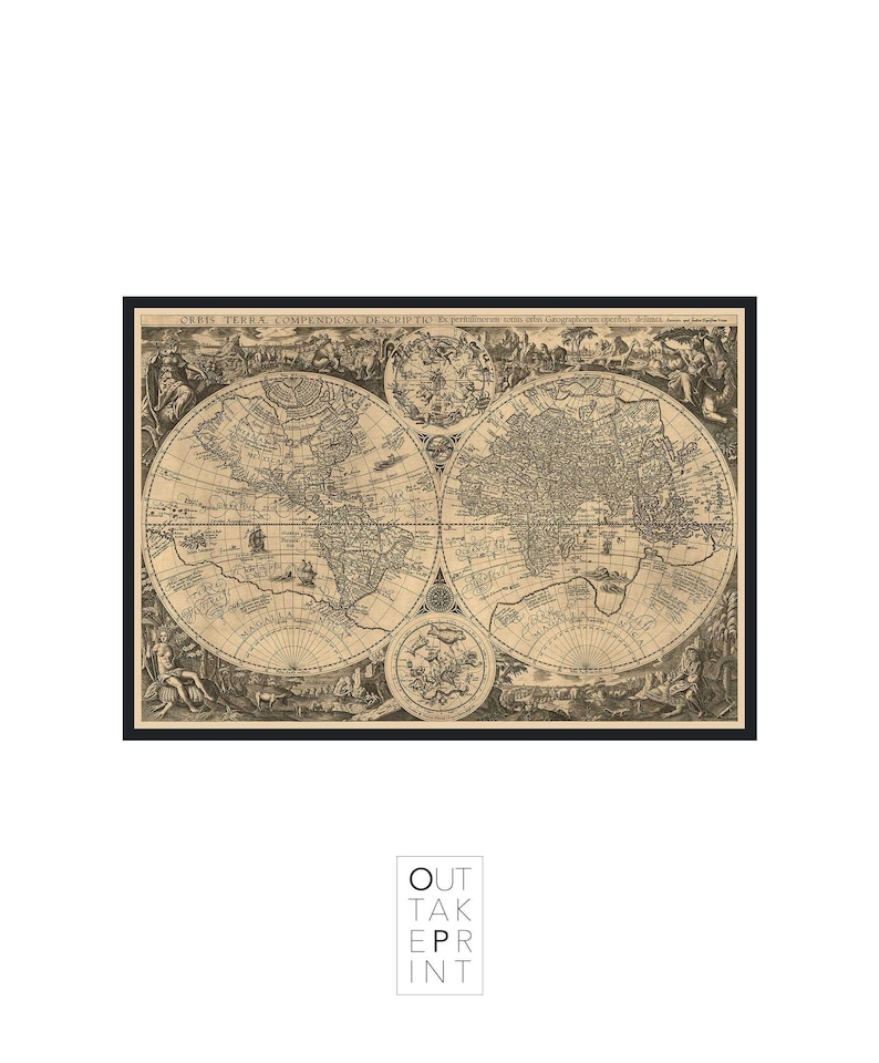 Old map World map 1596 Poster, 024 image 1