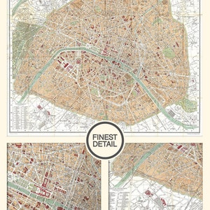 Ancienne carte de limpression de Paris Plan de Paris 1892 Encadré, 047 image 2