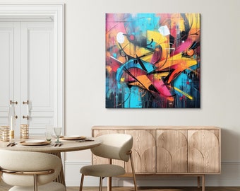 Modern Graffiti Wall Art Canvas - Street Art Graffiti Print - Large Wall Art for Home Decor