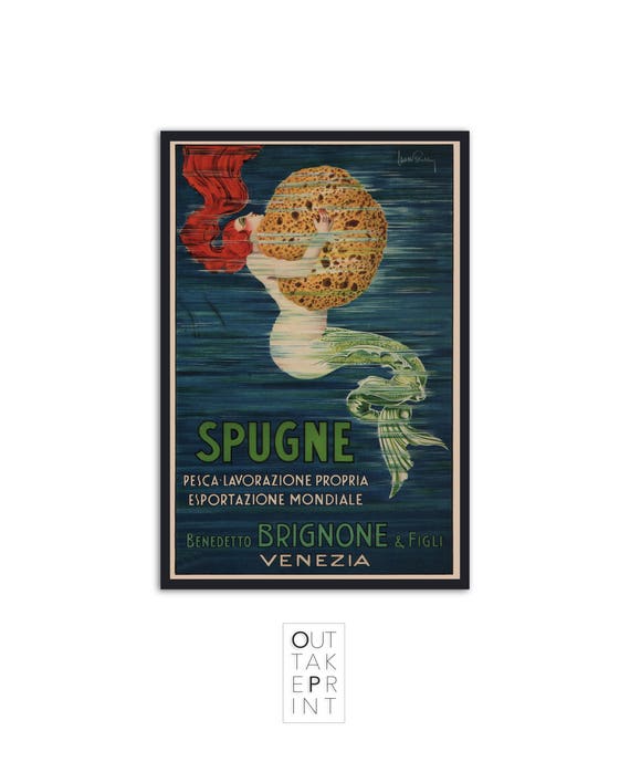 Vintage ad - mermaid sponge art - bathroom decor (1920)