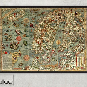 Home decor - Old map - Antique Scandinavia (1539), 027