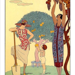 Set of 4 Art Deco illustrations The Four elements by George Barbier Art Deco print image 6