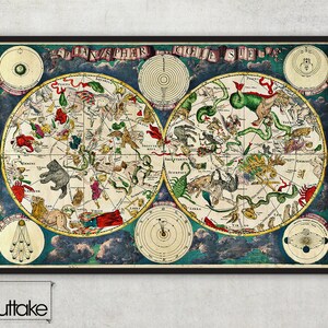 Wand Kunst - antike Karten - himmlische Karte (1670) von Frederick de Wit, 026