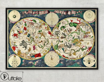 Wall art - Antique maps - Celestial map (1670) by Frederick de Wit, 026