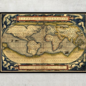 Gerahmter Druck - Antike Landkarten - Theatrum Orbis Terrarum (1564) von Abraham Ortelius