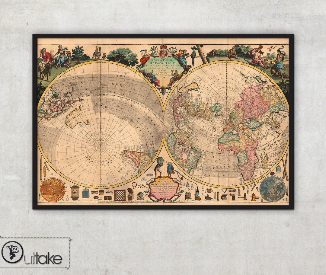Wall Art Prints World Map Wall Art New and Correct Map of Etsy