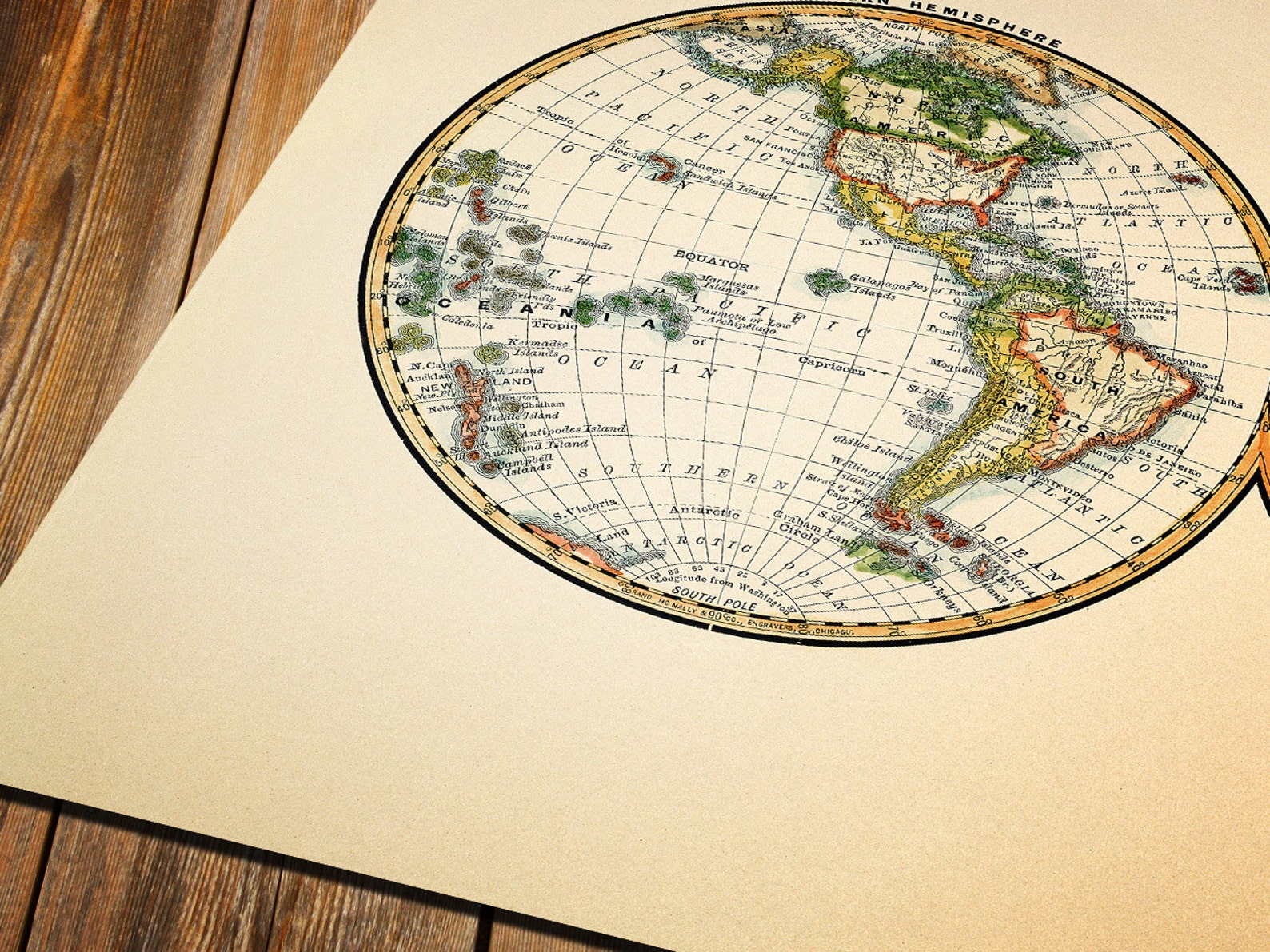 Old map Wall art World map 1887 090 Etsy