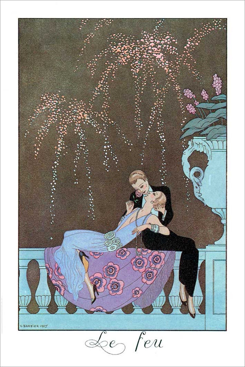 Set of 4 Art Deco illustrations The Four elements by George Barbier Art Deco print image 7