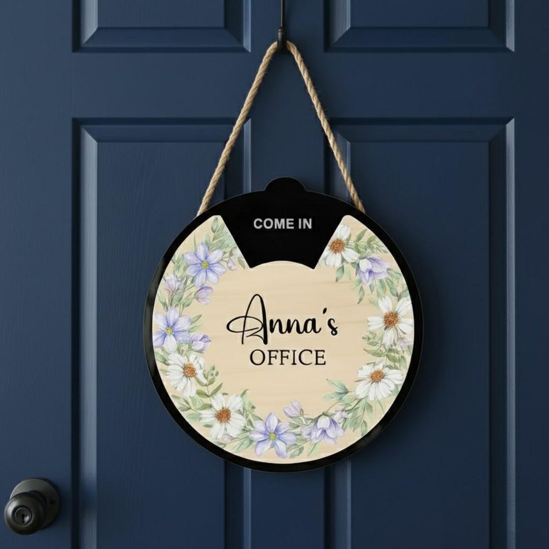 Custom Work Status Office Sign, Rotating Spinner Door Plaque ...