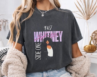 Camiseta gráfica Whitney 1987, camiseta con estética musical vintage de los 80.