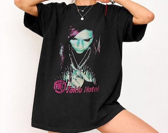 Camiseta de Tokio Hotel, camiseta vintage de Bill Kaulitz de la banda Y2K, merchandising pop punk de los 2000