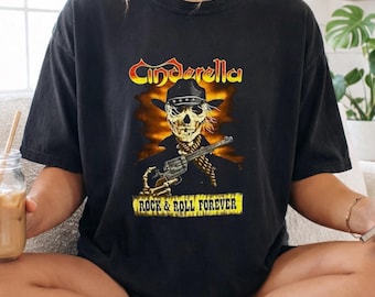 Camiseta Cinderella Rock & Roll Forever – Camiseta vintage de banda de glam metal, regalo unisex de hard rock de los 80