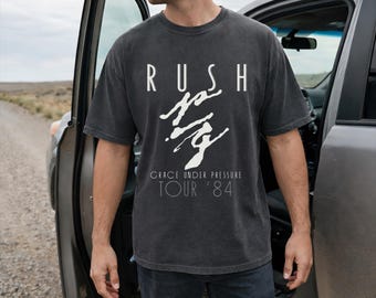 Camiseta vintage de la banda Rush, camiseta de la gira Grace Under Pressure del 84, camiseta gráfica retro de concierto de rock de 1984