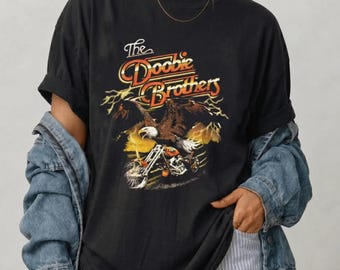 Camiseta de The Doobie Brothers, camiseta retro de banda de motociclistas, camiseta vintage de águila y motocicleta