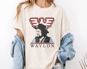 Camiseta vintage con el logo de Waylon Jennings volando con la W, camiseta de música country Outlaw