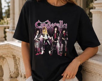 Camiseta vintage de la banda Cinderella – Camiseta de rock glam metal de los 80, camiseta retro de concierto de hair metal