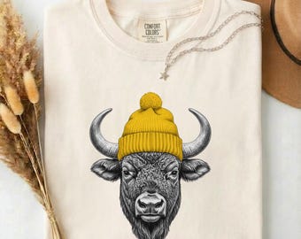 Buffalo Graphic Tee | Western Wildlife Illustration, Comfort Colors® Shirt